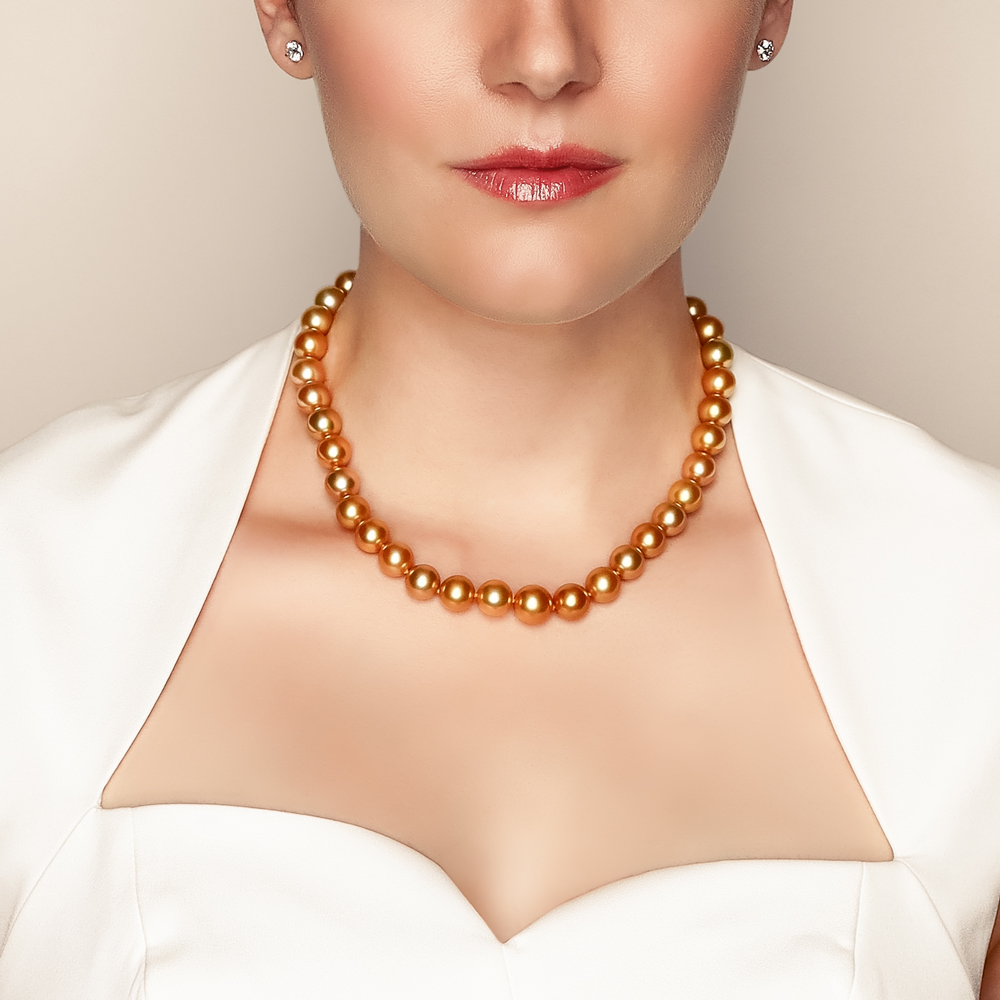 TARA Pearls Golden South Sea Cultured Pearl & Diamond Pave Clasp Necklace in Yellow Gold, 17.5