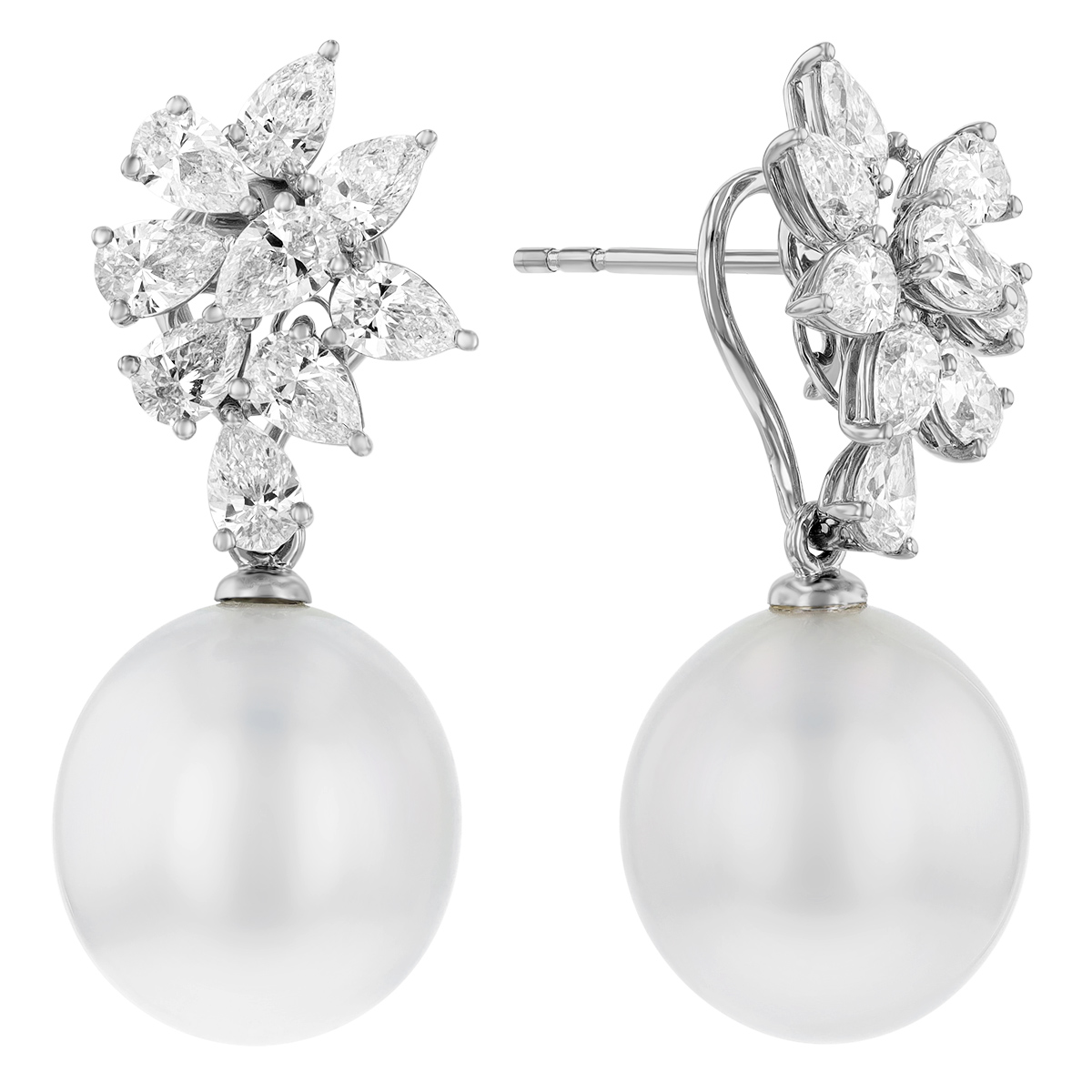 TARA Pearls South Sea Cultured Pearl & Diamond Cluster Dangle Earrings in White Gold