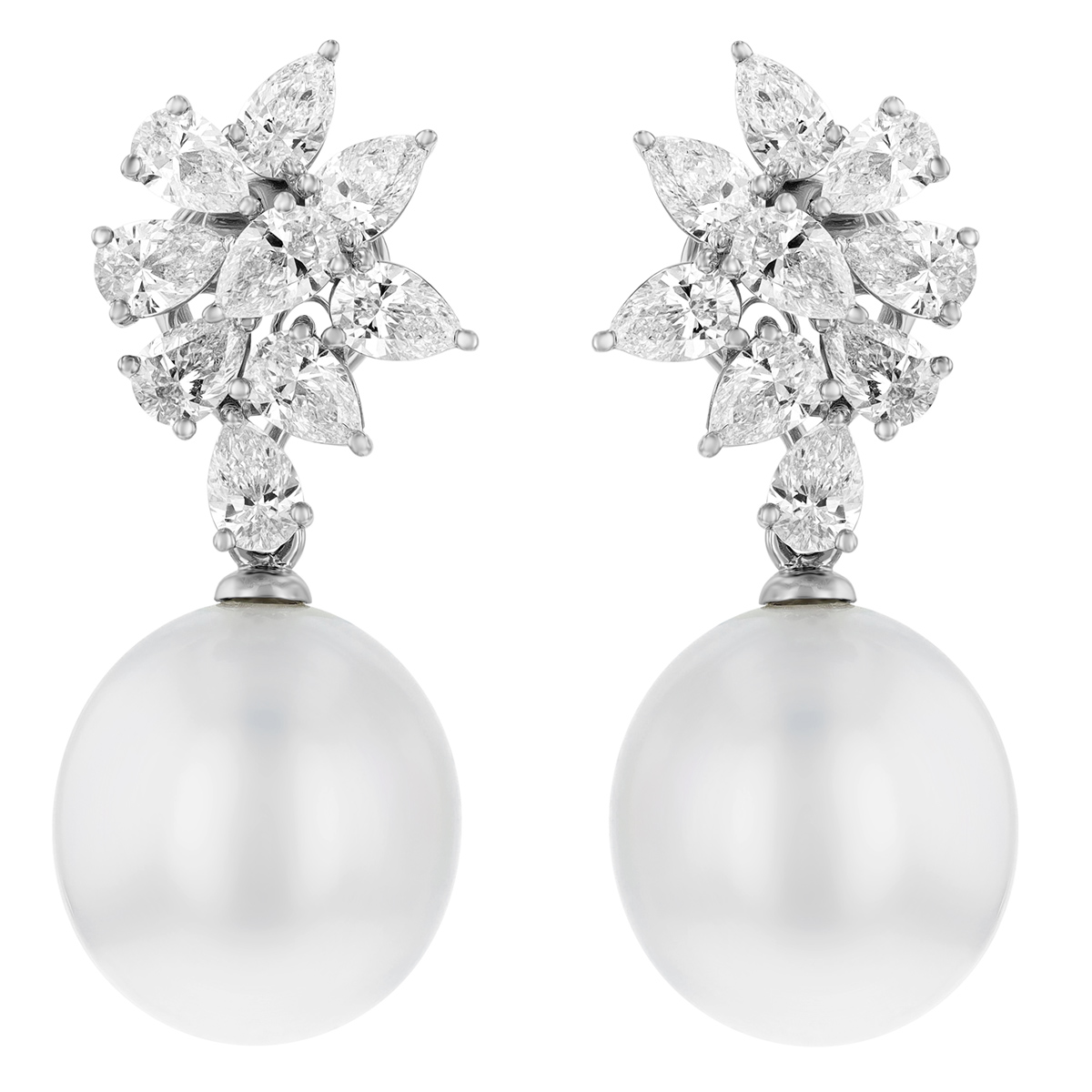 TARA Pearls South Sea Cultured Pearl & Diamond Cluster Dangle Earrings in White Gold