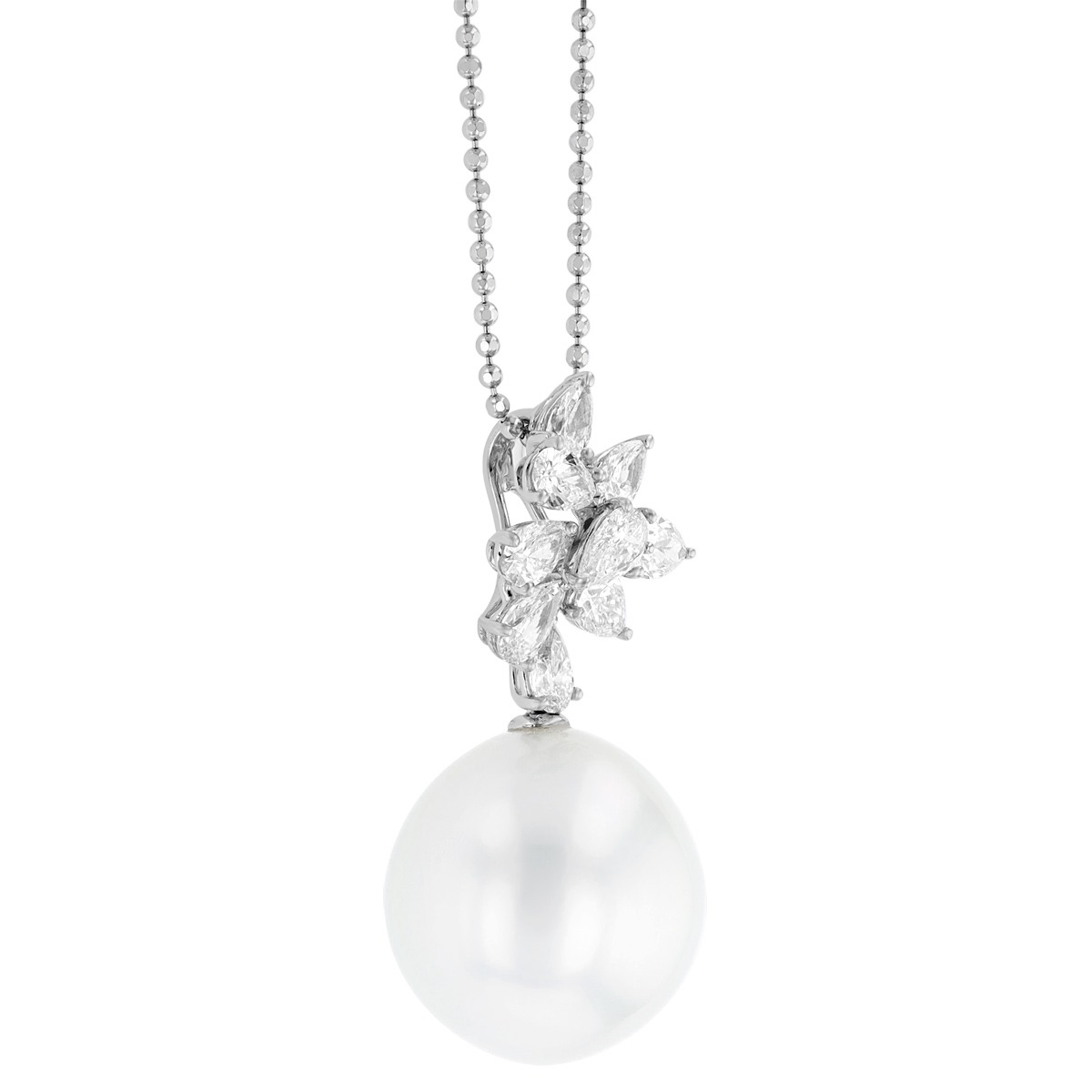 TARA Pearls South Sea Cultured Pearl & Diamond Cluster Pendant in White Gold, 18