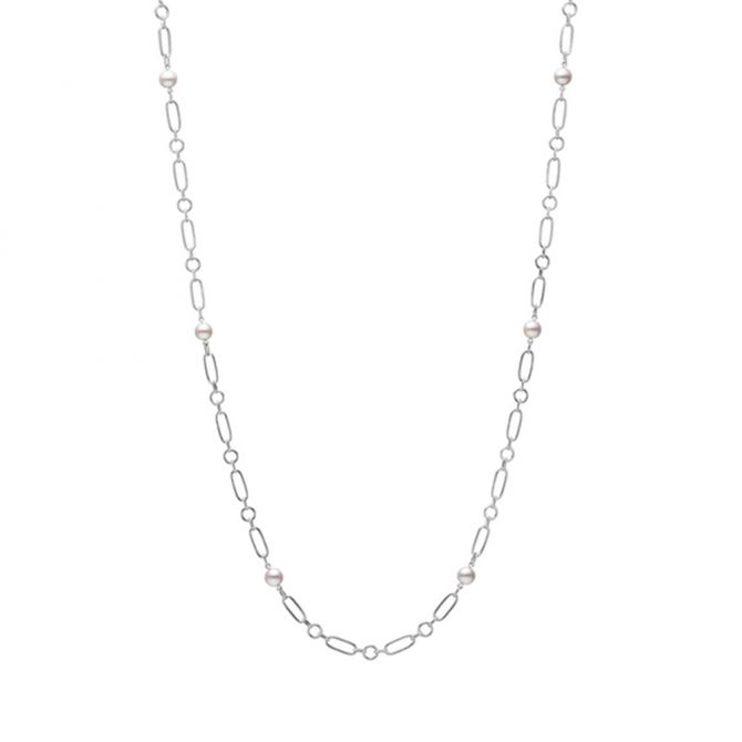 Mikimoto Akoya Cultured Pearl Station Necklace in White Gold, 24"