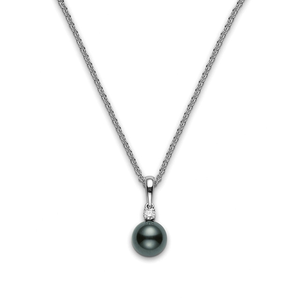 Mikimoto Tahitian South Sea Cultured Pearl & Diamond Pendant in White Gold, 18