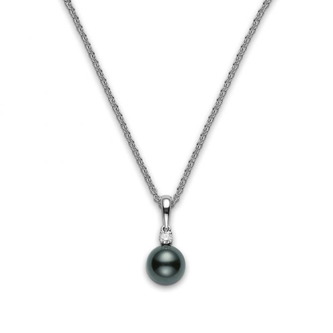 Mikimoto Tahitian South Sea Cultured Pearl & Diamond Pendant in White Gold, 18"