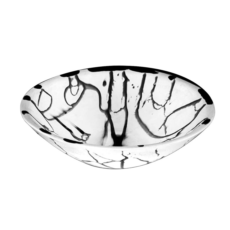 Nashi Small Resin Everyday Bowl, White with Black Splatter