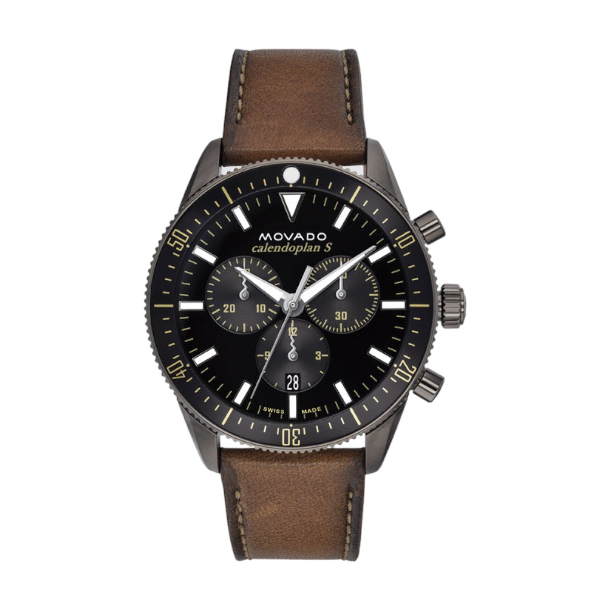 Movado Heritage Series Calendoplan S Chronograph 42mm Men's Watch, Black Dial