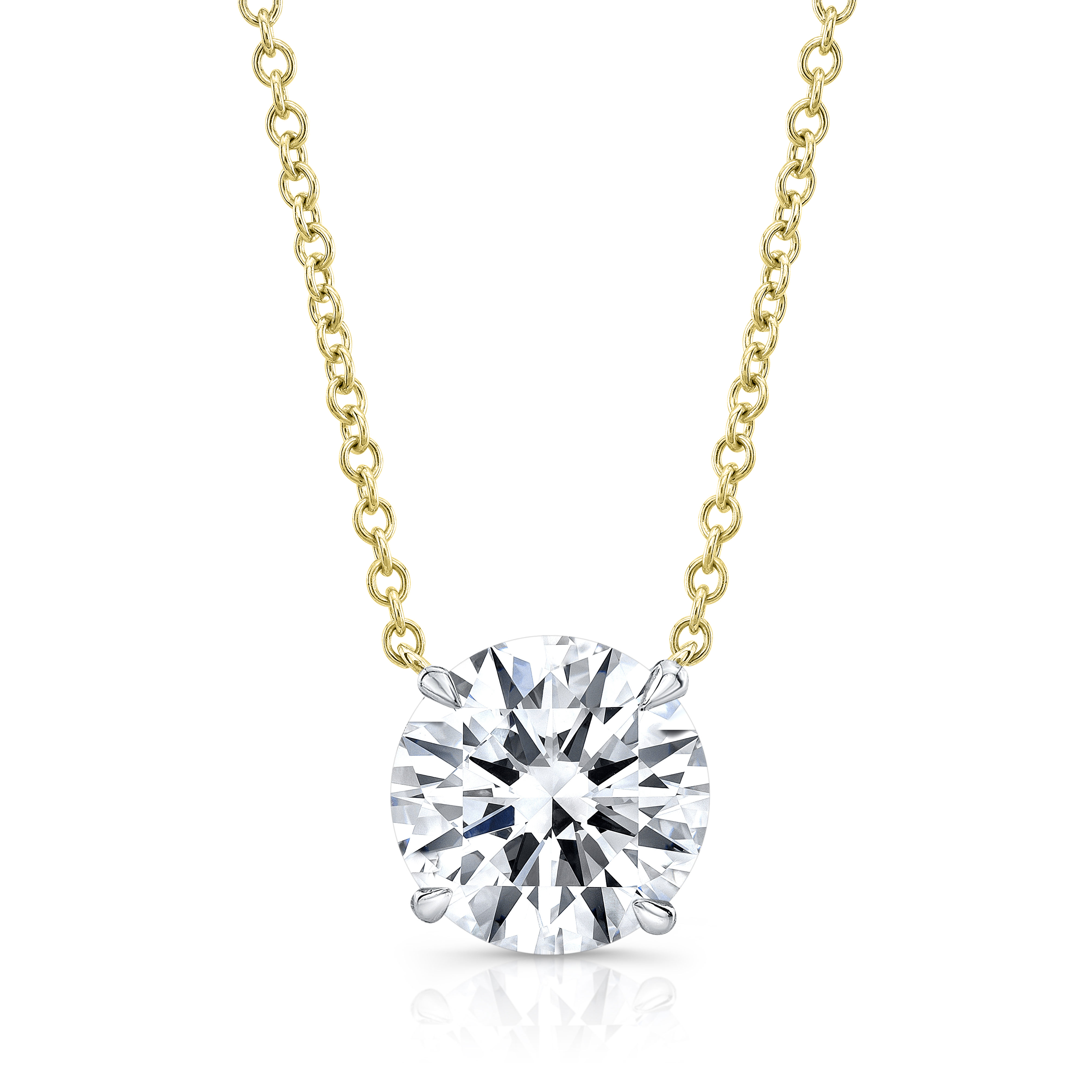 Rahaminov Round Diamond Solitaire Necklace in 18K White Gold, 16