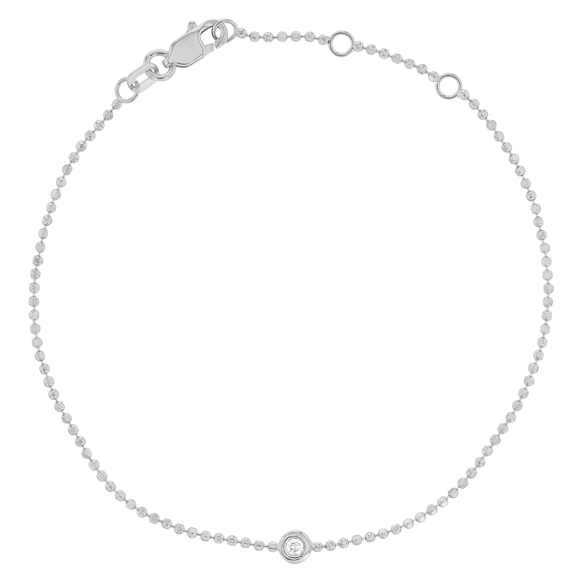 Diamond Station Ball Chain Bracelet in White Gold | Borsheims