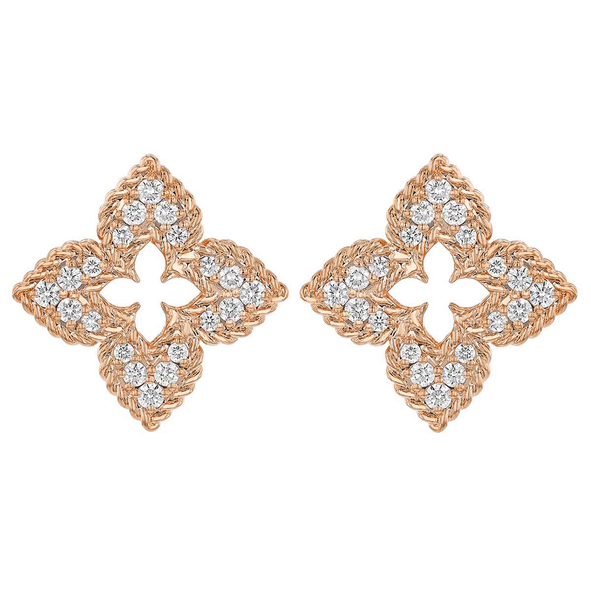 Roberto Coin Venetian Princess Diamond Small Flower Stud Earrings in Rose Gold