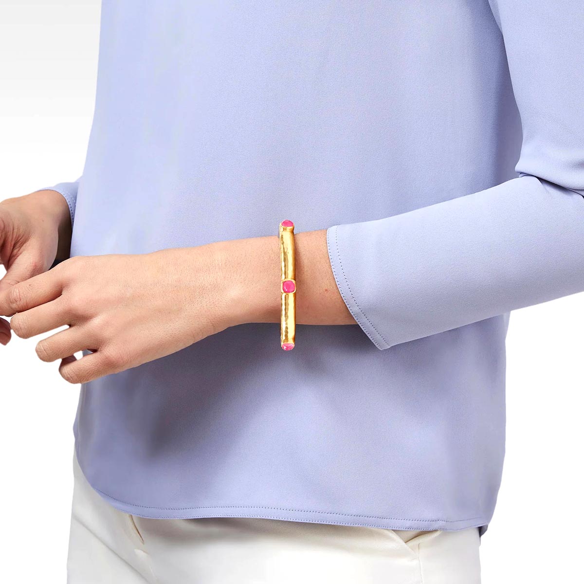 Julie Vos Catalina Stone Hinge Bangle, Iridescent Raspberry