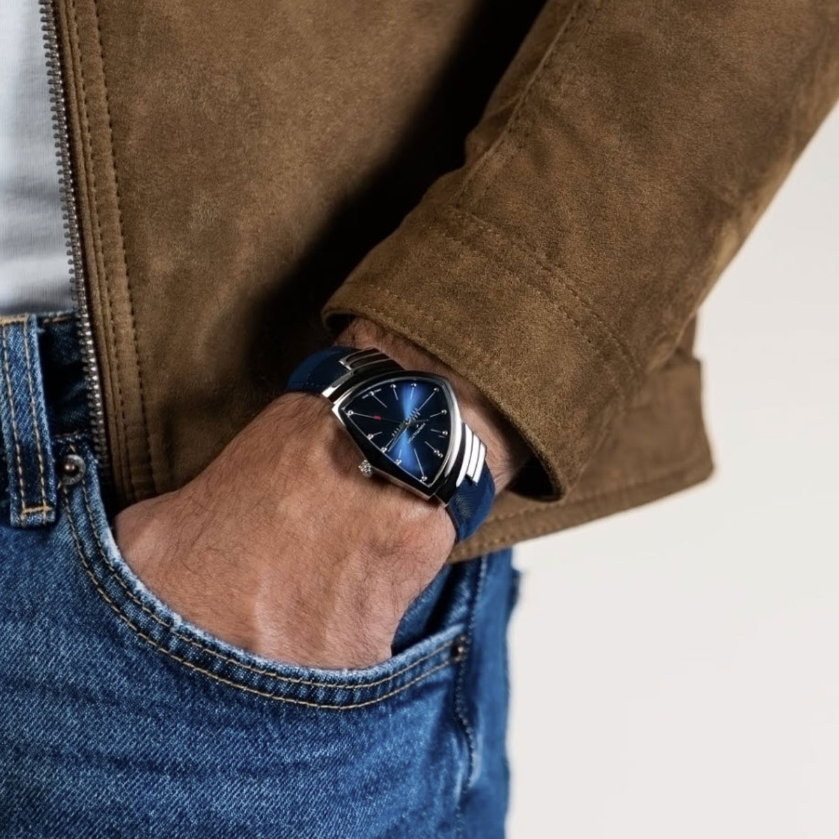 Hamilton Ventura Quartz 32.3mm x 50.3mm Watch, Blue Dial