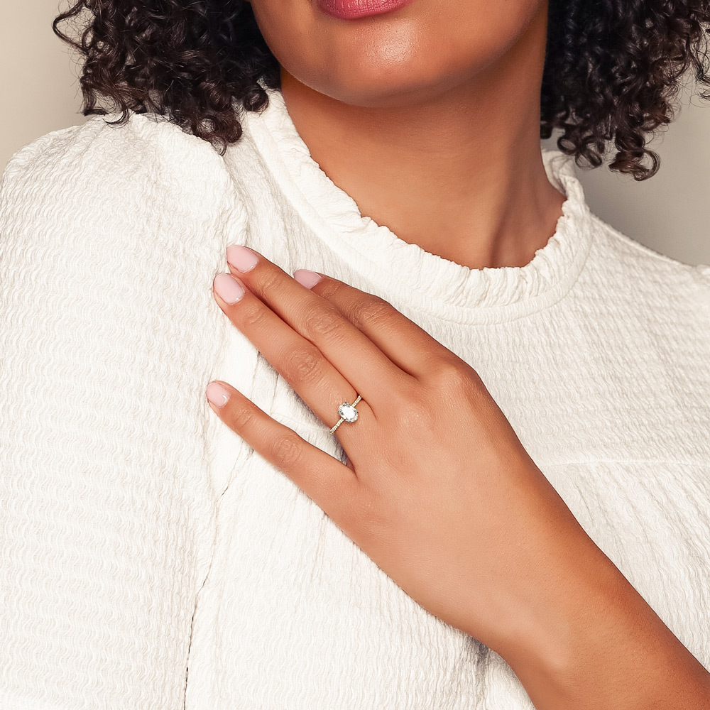 Oval Diamond & Side Stone Engagement Ring in Yellow Gold, 1.63 cttw