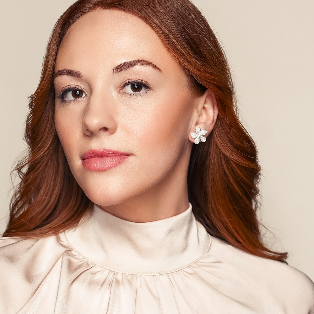 Phillips House Diamond Pavé Flower Stud Earrings in Two Tone