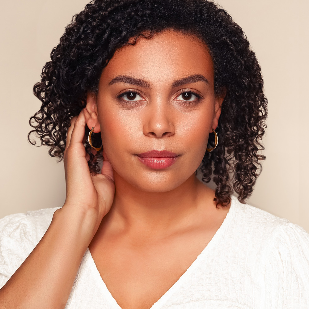 Lika Behar Kiki Diamond Abstract Flat Hoop Earrings in Yellow Gold & Oxidized Silver, 30 mm