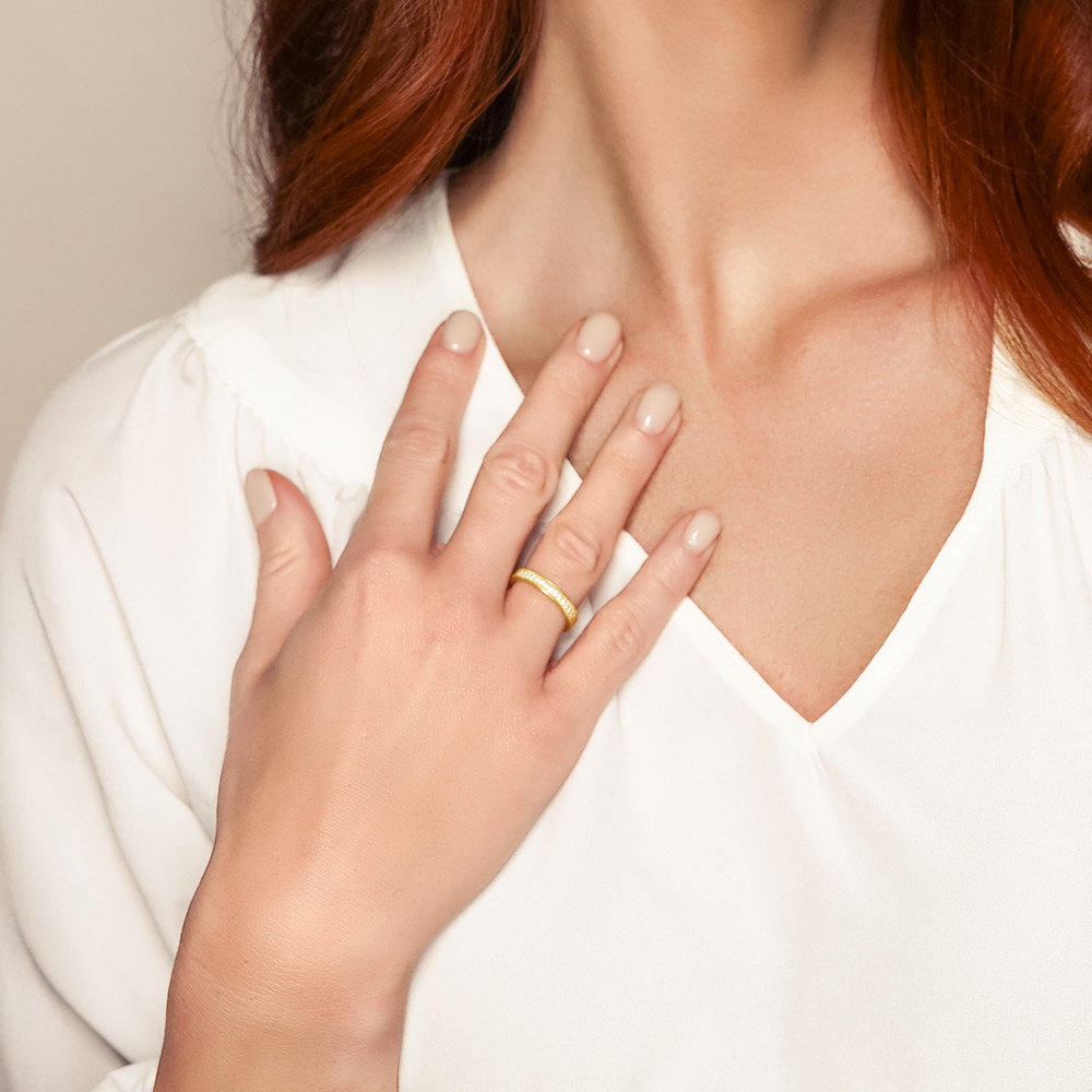 Marika Diamond Beaded Ring in Yellow Gold