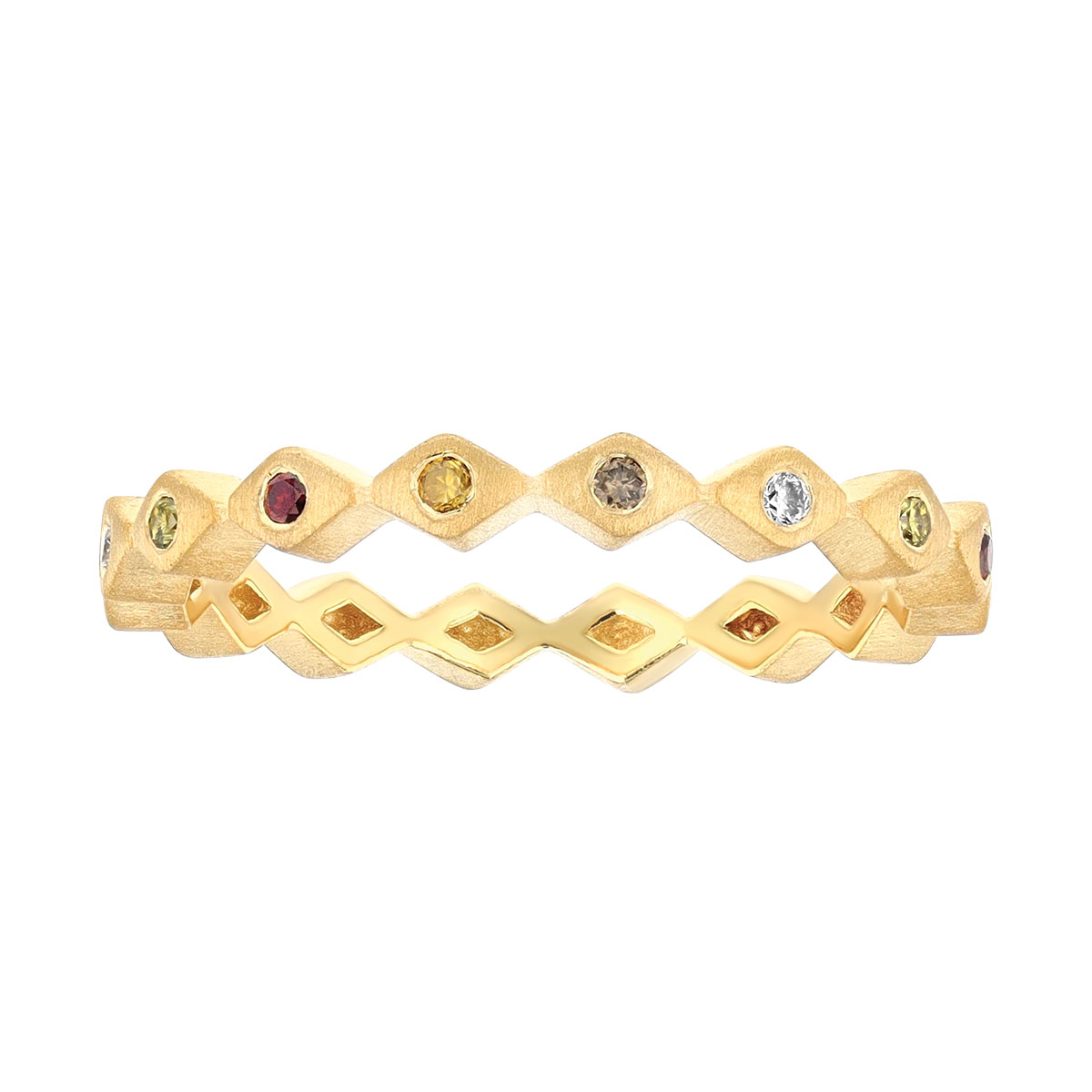 Marika♡ Marika Multicolored Diamond Jester Ring in Yellow Gold