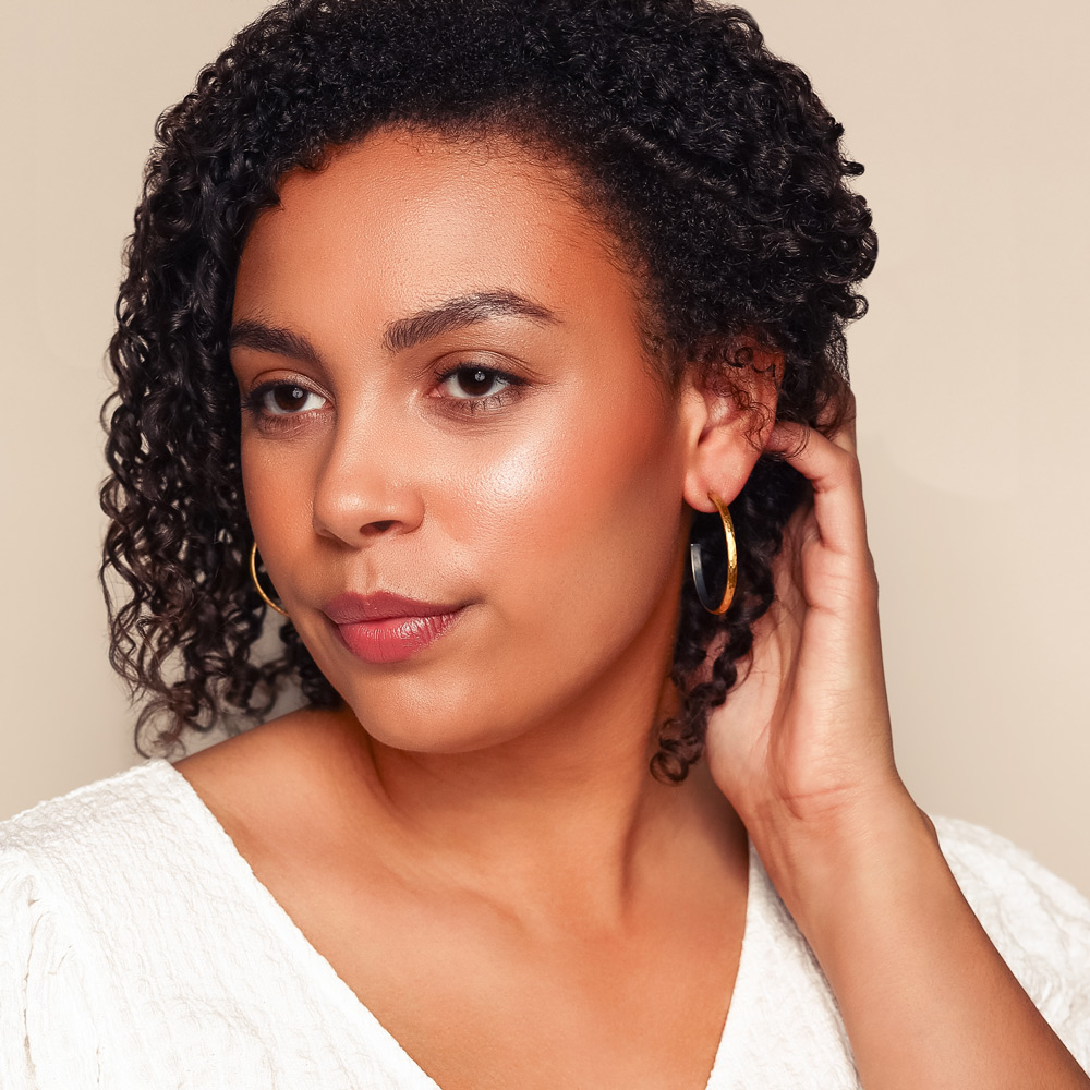 Lika Behar Fusion Yellow Gold & Oxidized Silver Hammered Hoop Earrings, 40 mm