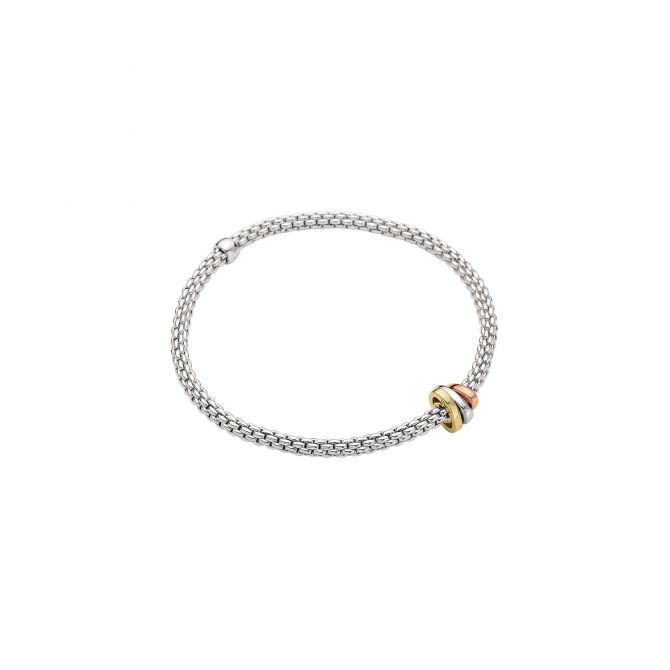 FOPE Prima Flex'It Triple Rondel Flexible Bracelet in White Gold