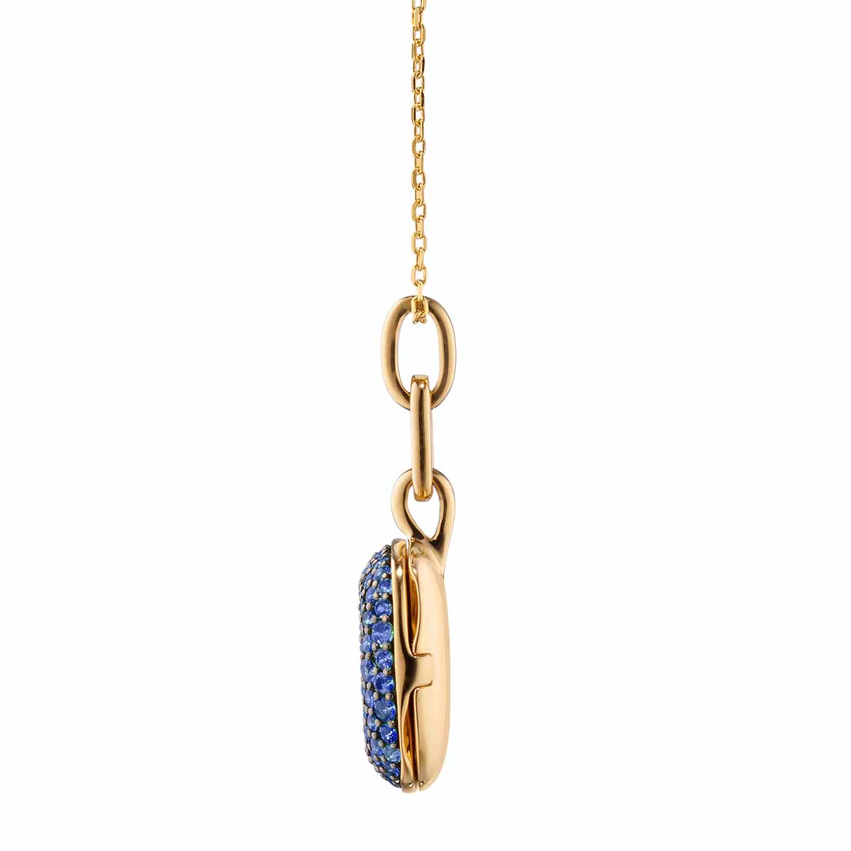 Monica Rich Kosann Rae Sapphire Pave Locket in Yellow Gold, 17