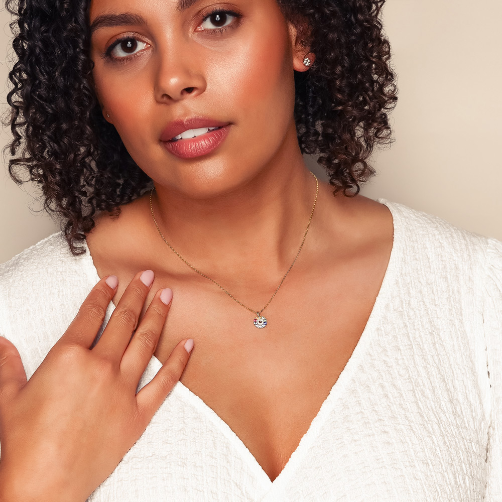 Frederic Sage Multicolored Sapphire & Diamond Circle Pendant in Two Tone