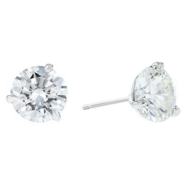 Borsheims Signature Collection Lab-Grown Round Diamond Stud Earrings in White Gold, 3.04 cttw