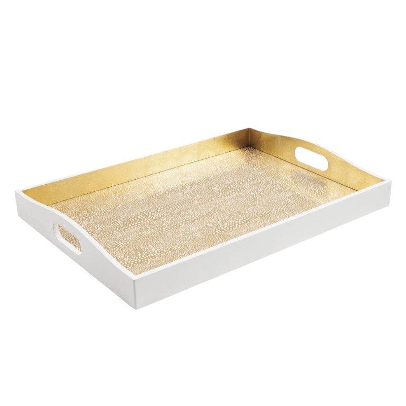 Pebble Lacquer Large Rectangle Bar Tray in Yellow Gold