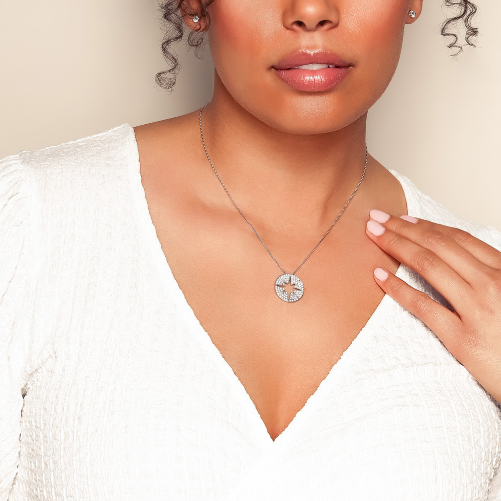 Roberto Coin Diamond Pavé Starburst Cutout Disc Pendant in White Gold, 18