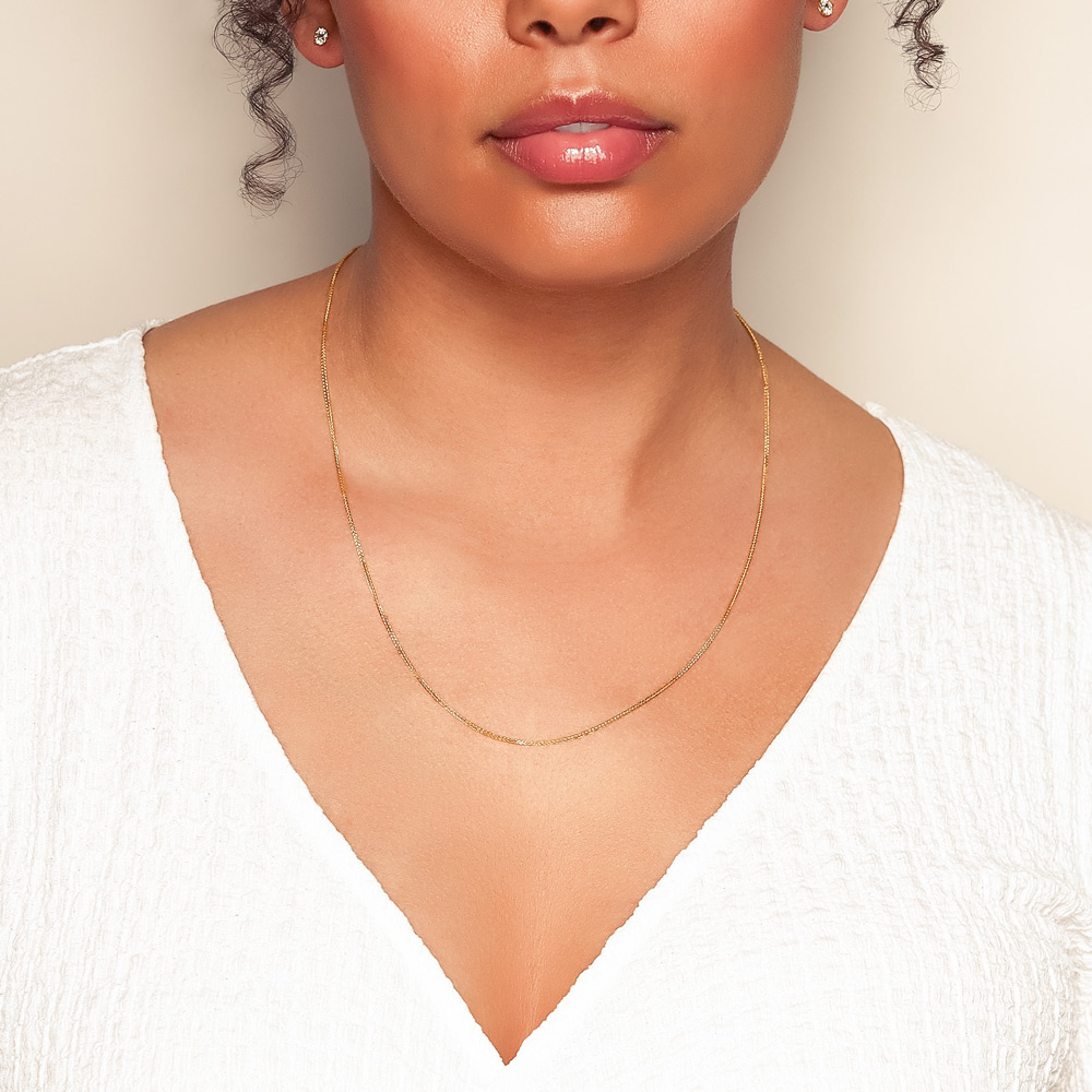 Yellow Gold 1 mm Wheat Chain, 22