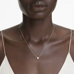 Swarovski Bella V Round Cut Necklace, Gold Tone Plated