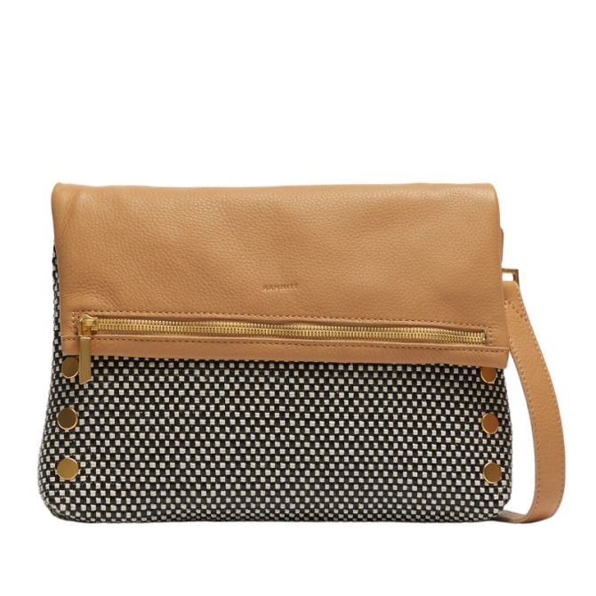 Hammitt VIP Large Crossbody Clutch, California Weekend Pattern and Brushed Yellow Gold