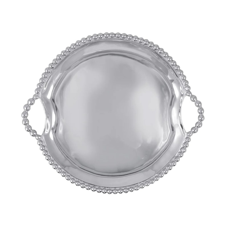 Mariposa Pearled Round Handled Tray