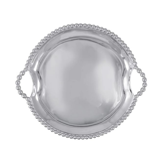 Mariposa Pearled Round Handled Tray