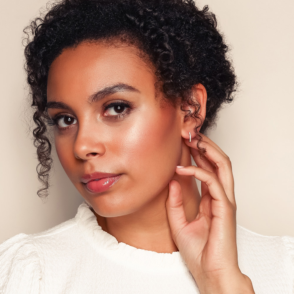 Diamond Hinged Huggie Hoop Earrings in White Gold, 0.10 cttw