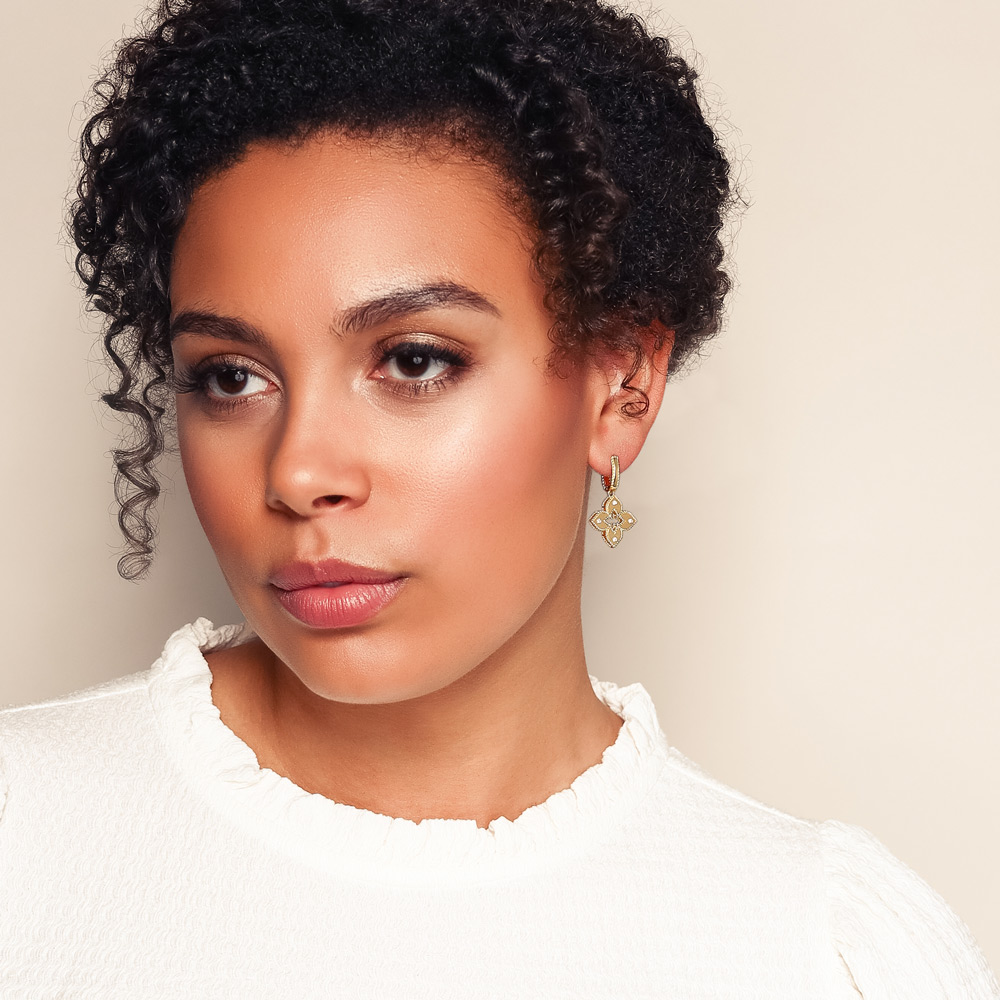 Roberto Coin Venetian Princess Diamond Drop Earrings in Yellow Gold