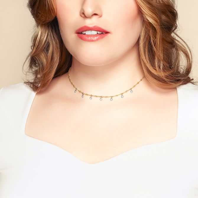 Roberto Coin Diamonds By the Inch 7 Drop Station Necklace in White