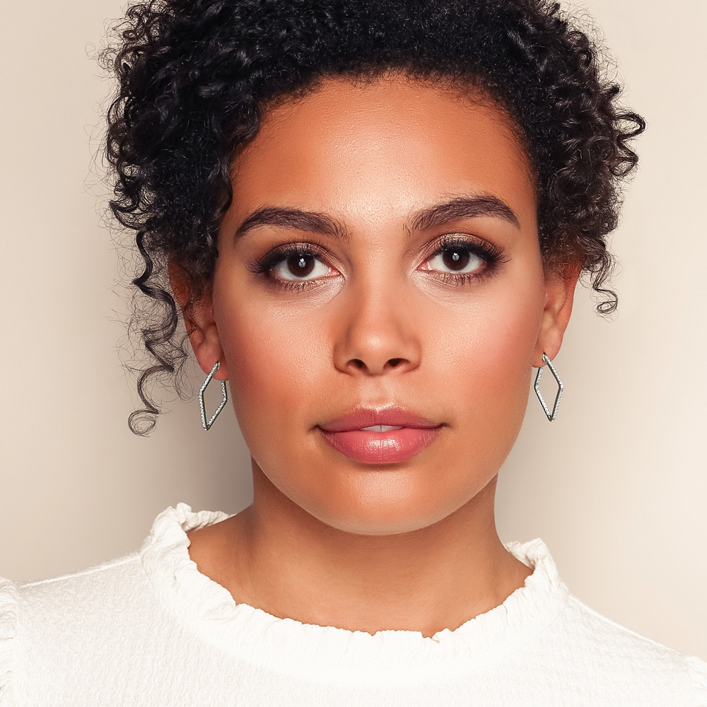 Roberto Coin Perfect Diamond Inside Out Square Hoop Earrings in White Gold, 0.84 cttw