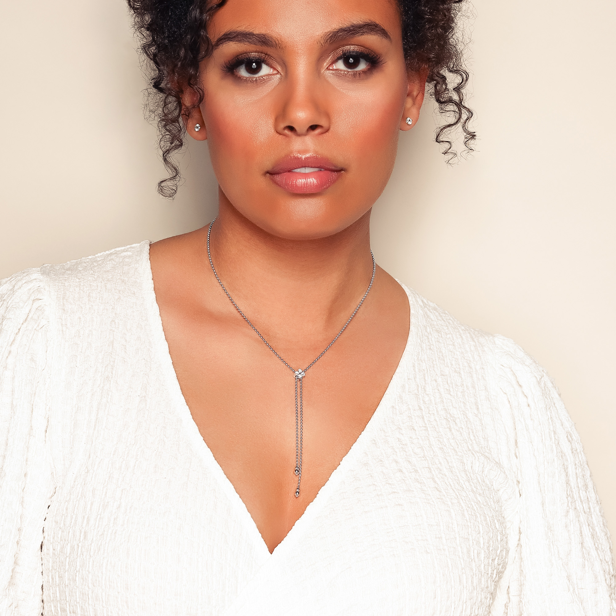 Roberto Coin Love in Verona Diamond Lariat Zipper Necklace in White Gold, 23