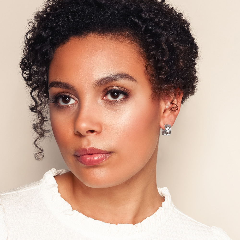 Roberto Coin Love in Verona Diamond Huggie Hoop Earrings in White Gold