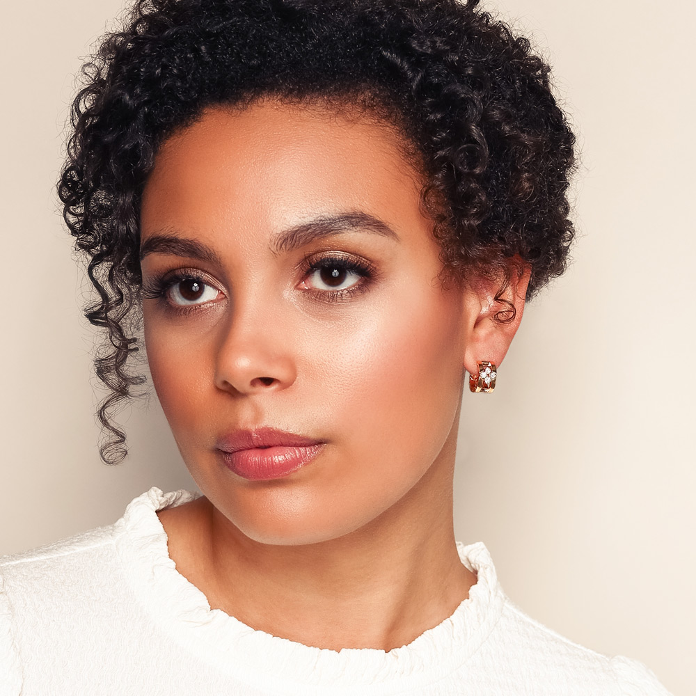 Roberto Coin Love in Verona Diamond Huggie Hoop Earrings in Rose Gold