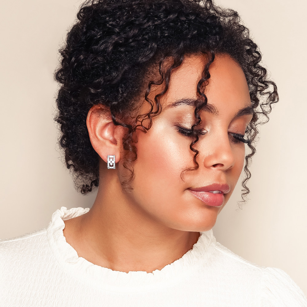 Roberto Coin Love in Verona Diamond Pavé Huggie Hoop Earrings in White Gold