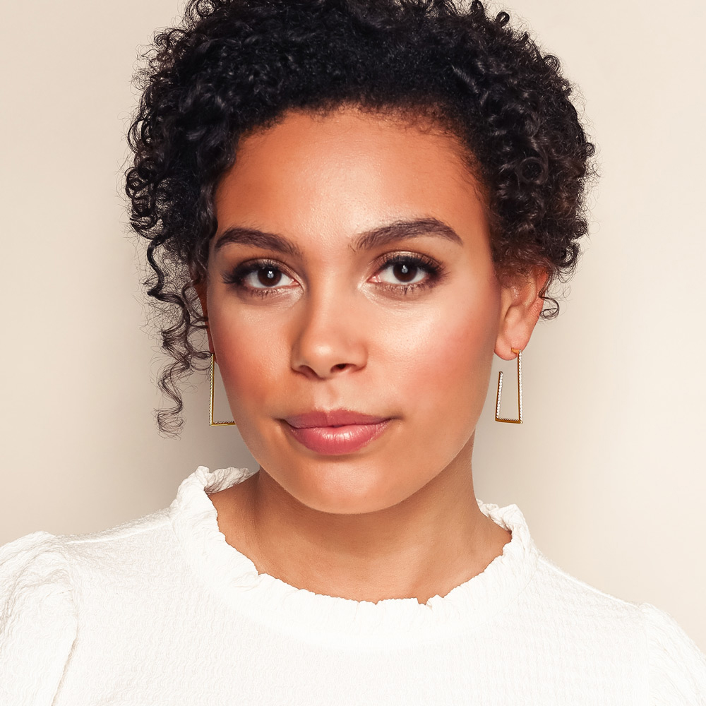 Roberto Coin Diamond In & Out Rectangle Hoop Earrings in Yellow Gold