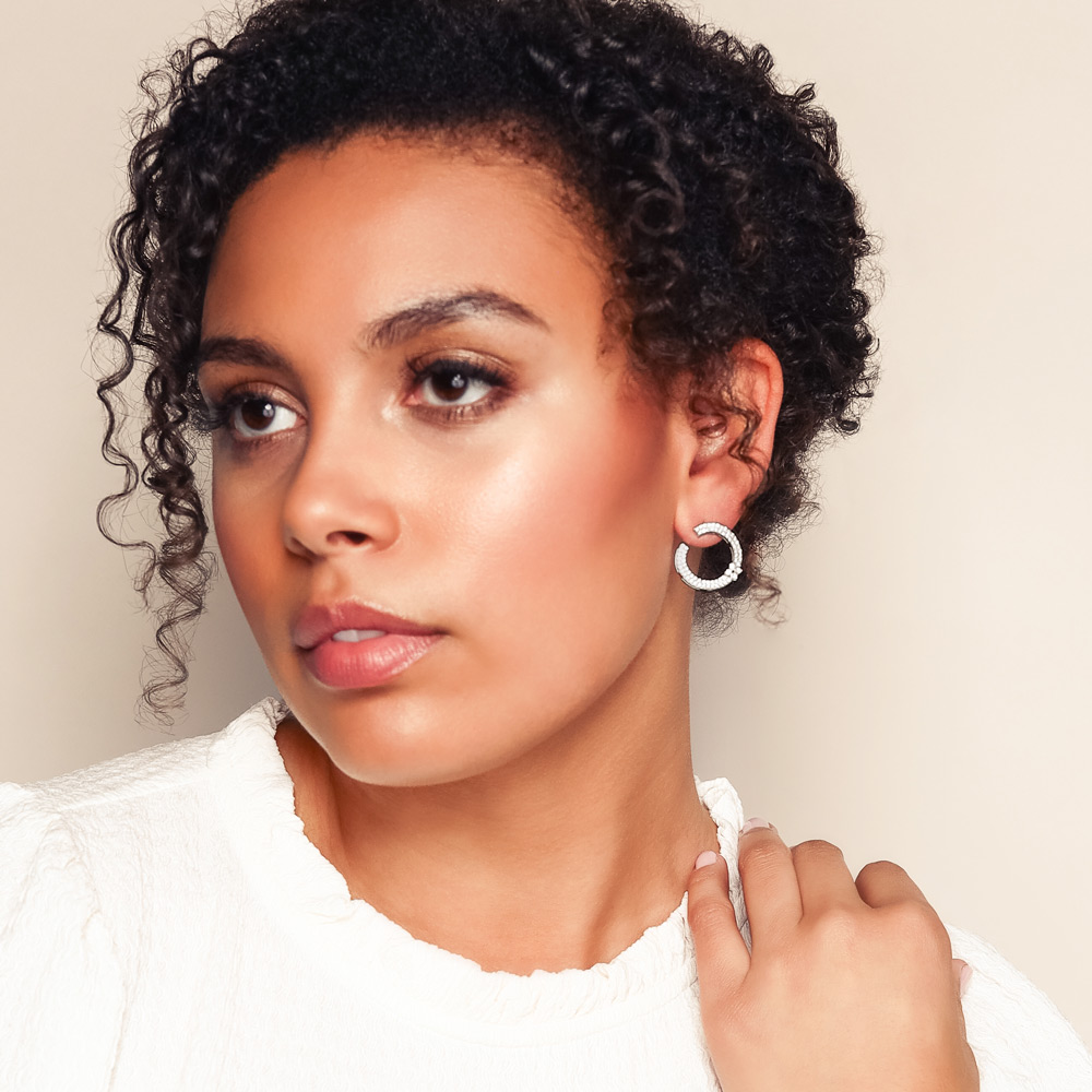 Roberto Coin Love in Verona Diamond Pavé Circle Earrings in White Gold