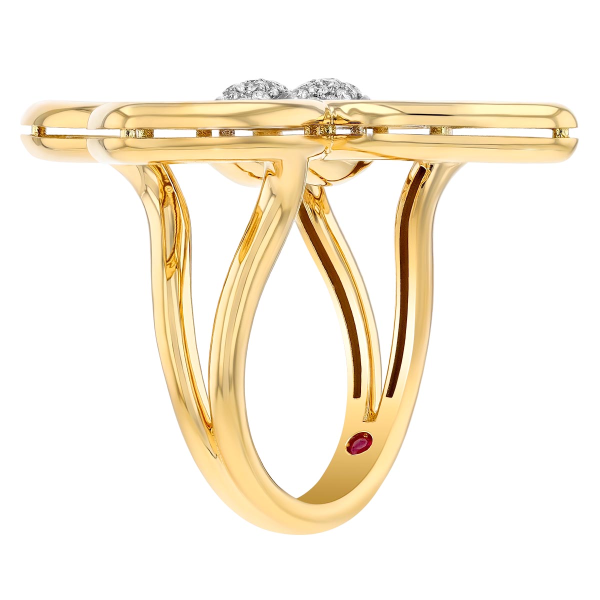 Roberto Coin Cialoma Diamond Pavé Twist Flower Ring in Yellow Gold