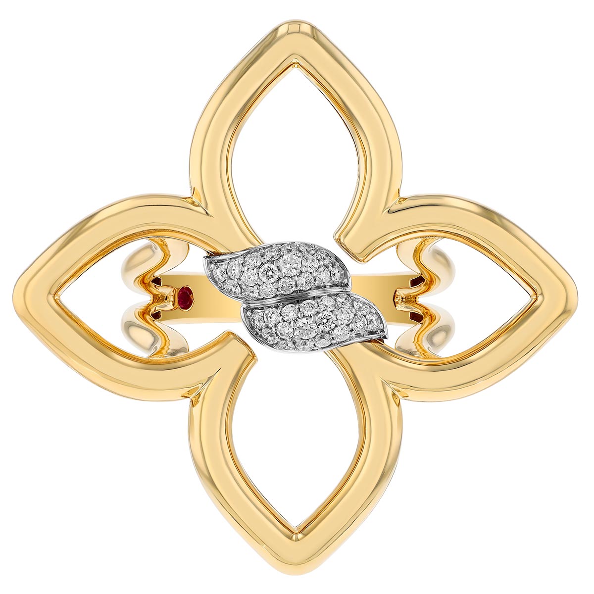 Roberto Coin Cialoma Diamond Pavé Twist Flower Ring in Yellow Gold