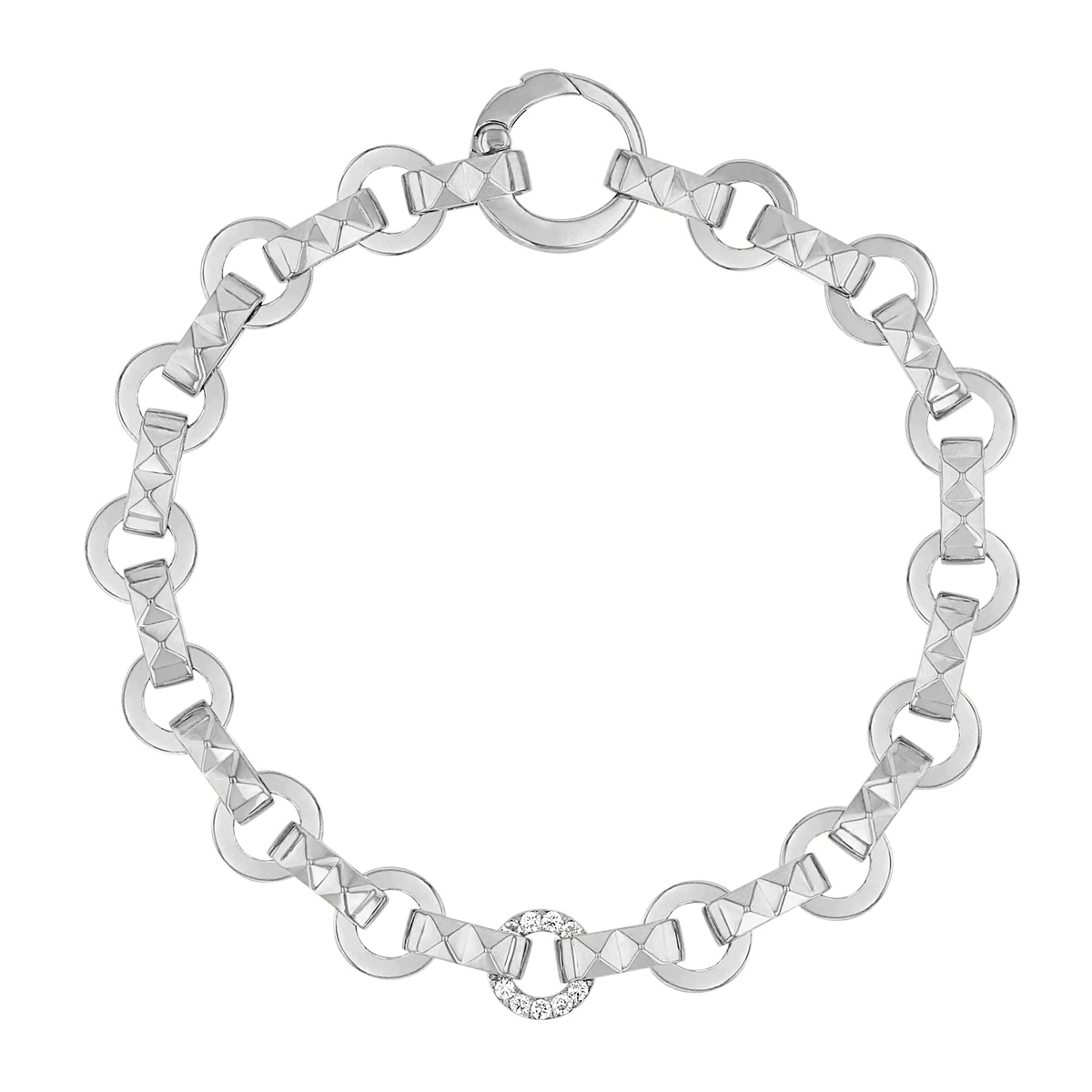 Roberto Coin Petite Obelisco Single Diamond Station Bracelet in White Gold