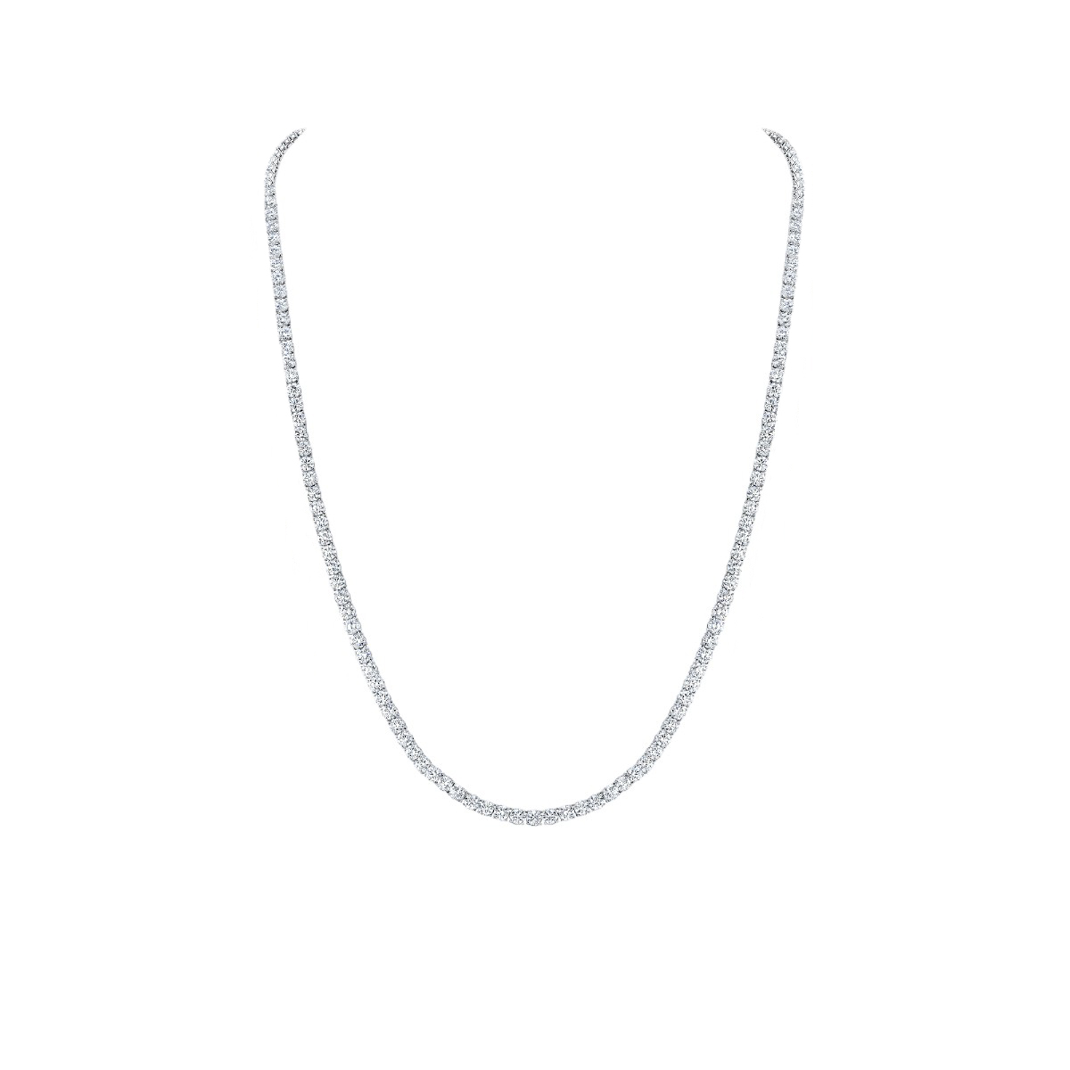 Rahaminov Round Diamond Tennis Necklace in White Gold, 14.10 cttw, 18