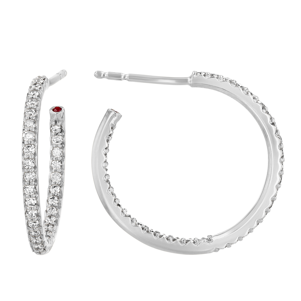 Roberto Coin Petite Inside Outside Diamond Hoop Earrings, 0.52 cttw