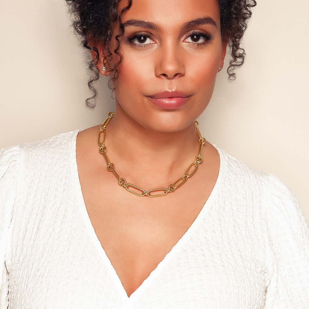 Roberto Coin Oro Classic Paperclip Alternating Link Necklace in Yellow Gold, 18