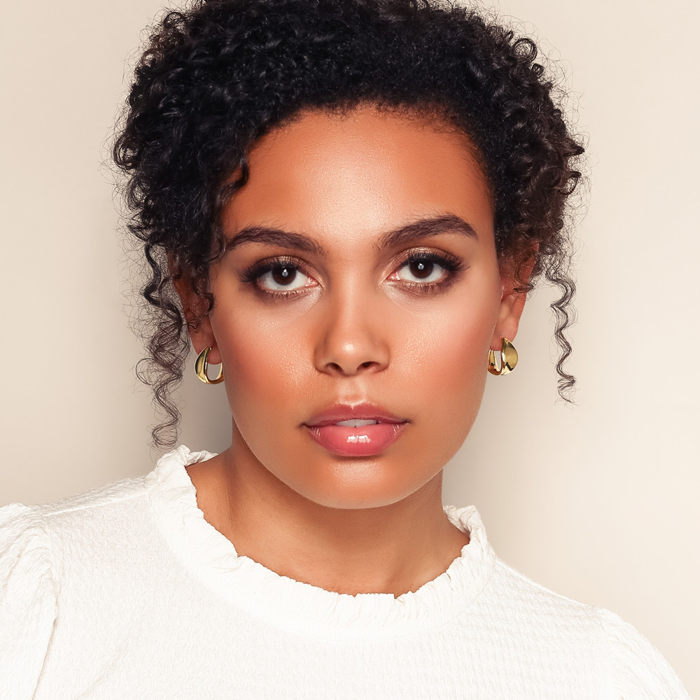 Yellow Gold Wave Hoop Earrings