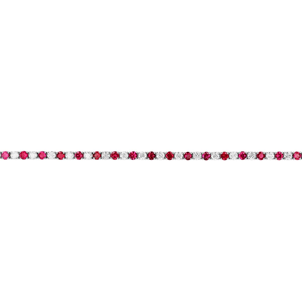 Ruby & Diamond Alternating Tennis Bracelet in White Gold, 7