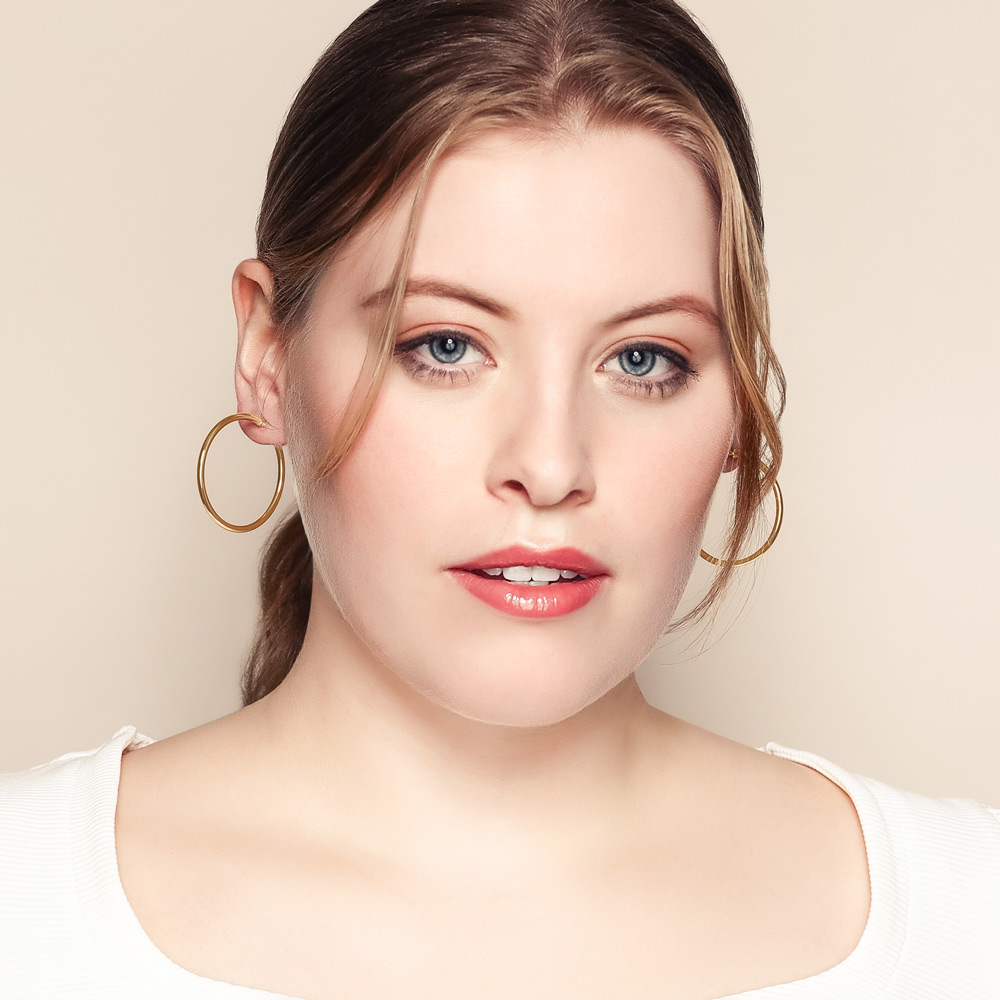 Yellow Gold Tube Hoop Earrings, 2.5 x 40 mm